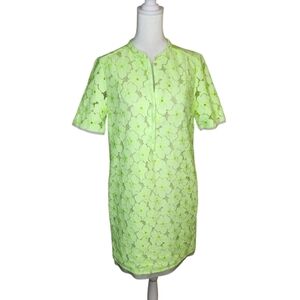 Diane Von Furstenberg Warner Green Lace Floral Dress Size 4